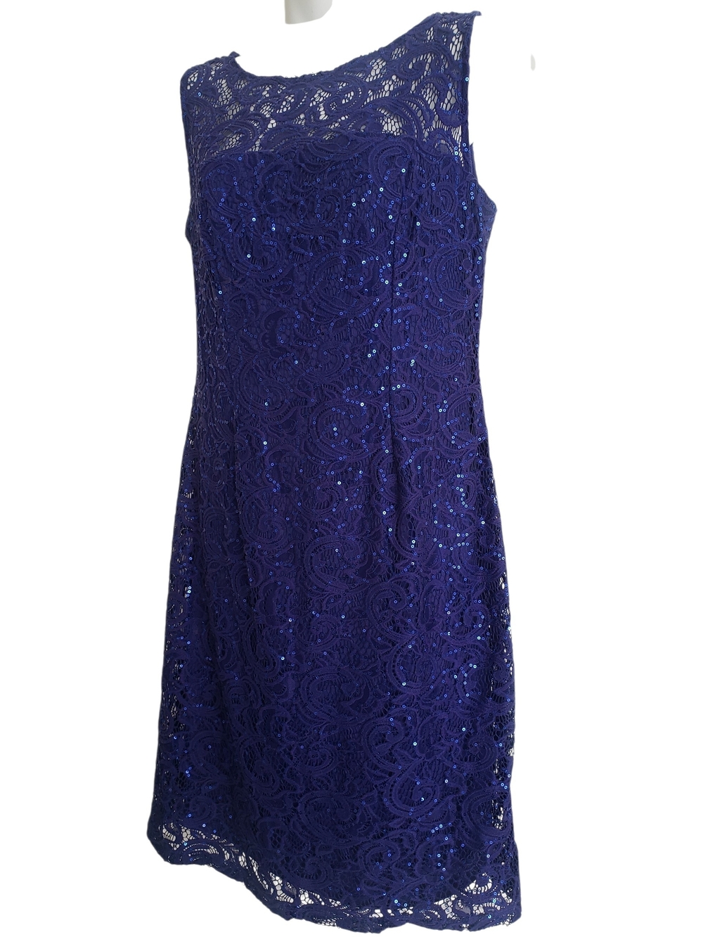 Scarlett Navy Blue Lace Sequin Sleeveless Dress